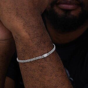 Moissanite Micro Miami Cuban Link Bracelet 5mm Iced Out 925 Sterling Silver
